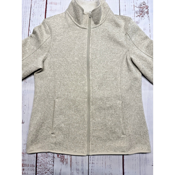 SwissTech Jacket Women's Size L Long Sleeve Sherpa Lined Fleece Full Zip Oatmeal - Picture 3 of 8